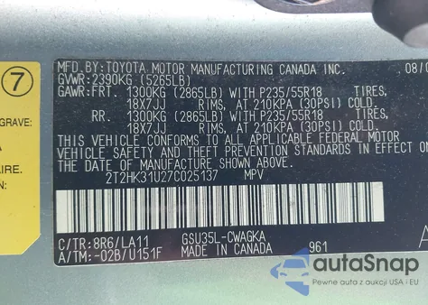 2007 Lexus Rx 350 из США, поврежденный, VIN 2T2HK31U27C025137